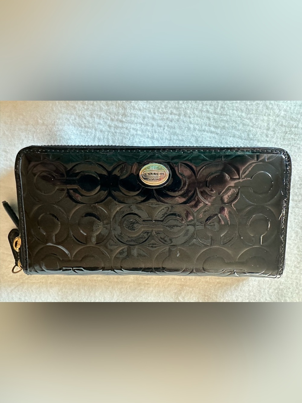Coach Black Patent Leather Embossed Signature Wallet